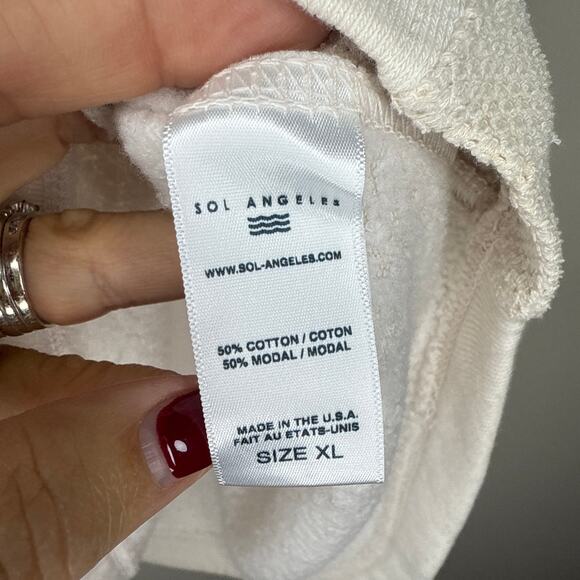 Sol Angeles Mesh Scallop Drawcord Mini Skirt MSRP $104‎ Size XL Ecru Soft Fleece - Picture 5 of 9